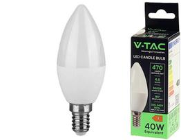 4,5W LED lemputė, E14, žvakės formos, 3000K