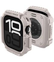 Smėlio spalvos dėklas Apple Watch 10 / 11 (42 mm) laikrodžiui "Spigen Rugged Armor V2"