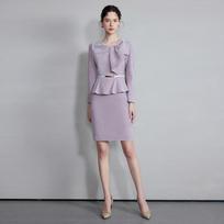 Šviesiai violetinė elegantiška suknelė su kaspinėliu moterims - Pavasariniai oficialūs darbo drabužiai Medium