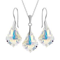 Sidabrinis papuošalų rinkinys moterims DiamondSky „Baroque IV (Aurore Boreale)“ su Swarovski kristalais