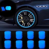 100 VNT. Šviečiantys tamsoje Automobilio Padangos Vožtuvo Dangteliai Šviečiantys Naktinio Važiavimo Dangteliai Universalūs Fluorescenciniai Vandeniui Atsparūs Šviesos Stiebelių Dangteliai Daugumai Transporto Priemonių Padangų mėlyna