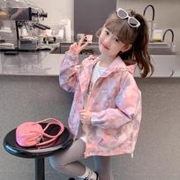Girls' 2025 Stylish Hooded Spring/Autumn Windbreaker Size 140 (approx. 130cm height)
