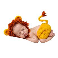 Kūdikio Liūto Karaliaus Kostiumas: Oranžinis liūto kostiumas su rekvizitais vaikų fotografijai Newborn oranžinė