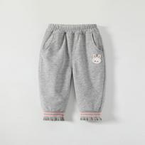 2025 Winter Fleece-Lined Cuffed Sweatpants for Baby Girls, 0-3 Years, Open-Crotch Casual Cotton Pants 100 (Height 90-100 cm)