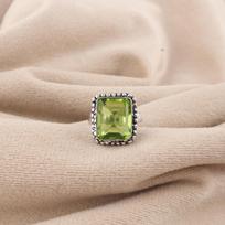 Green Peridot Gemstone 925 Sterling Silver Handmade Jewelry Stylish Ring For Wedding RR-74-7 4