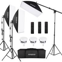 Andoer Studijinės Fotografijos Apšvietimo Rinkinys Softbox Apšvietimo Rinkinys su 85W 2800K-5700K Dvi spalvų temperatūra EU Plug black