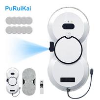 PuRuiKai pilnai automatinis langų valymo robotas, efektyvus dulkių surinkėjas, lengvai valomas, su nuotolinio valdymo pultu, balta