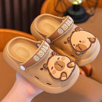 Kapibara Vasariniai Vaikų Mediniai Klumpės Berniukams ir Mergaitėms Neslystantys Uždari Pirštai Patogūs Kvėpuojantys Dideli Vaikų Basutės 24/25Code(Insole Length16 ruda