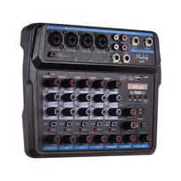 Muslady U6 muzikinis mini mikseris 6 kanalų garso maišytuvai BT USB maišymo pultas su garso plokšte Integruota 48V Phantom Power EU kištukas EU Plug juoda
