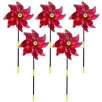 5 vnt Pinwheels Sparkly Reflective PET Bird Repeller Sparkly Pinwheel Sodo vėjo malūnėlis raudona