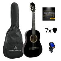 Condorwood C12-BK 1/2 dydžio klasikinė gitara su rinkiniu STARTER