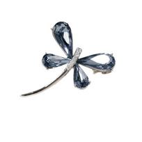 High-End Blue Crystal Dragonfly Brooch with Copper Zircon – Elegant Holiday Gift Jewelry