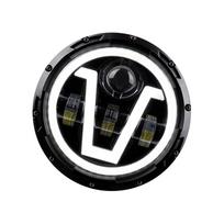 1vnt 12V/24V motociklo priekinis žibintas 7 colių V formos LED priekinis žibintas su posūkio signalo žibintais DRL Hi/Lo Beam