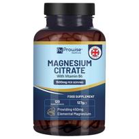Magnio citrato kapsulės 1500mg su vitaminu B6 | 120 veganiškų tablečių | 450mg elementinio Mg