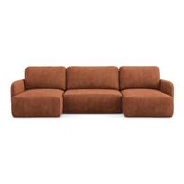 Terakotos spalvos iš šenilinio audinio sulankstoma/su sandėliavimo vieta kampinė sofa („U“ formos) Lilo – Makamii