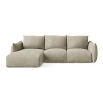 Smėlio spalvos iš šenilinio audinio sulankstoma kampinė sofa (su kairiuoju kampu/su gultu) Leila – Makamii