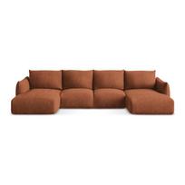 Terakotos spalvos iš šenilinio audinio sulankstoma kampinė sofa („U“ formos) Leila – Makamii