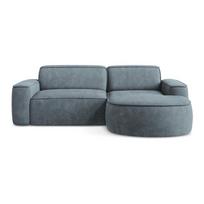 Pilkai mėlynos spalvos iš šenilinio audinio kampinė sofa (su dešiniuoju kampu/su gultu) Omao – Makamii