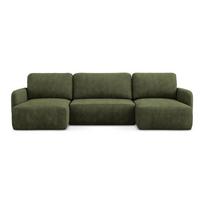 Žalios spalvos iš šenilinio audinio sulankstoma/su sandėliavimo vieta kampinė sofa („U“ formos) Lilo – Makamii