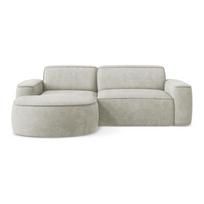 Kreminės spalvos iš šenilinio audinio kampinė sofa (su kairiuoju kampu/su gultu) Omao – Makamii
