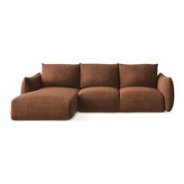 Terakotos spalvos sulankstoma kampinė sofa (su kairiuoju kampu/su gultu) Leila – Makamii