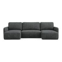Tamsiai pilkos spalvos iš šenilinio audinio sulankstoma/su sandėliavimo vieta kampinė sofa („U“ formos) Lilo – Makamii