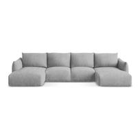 Šviesiai pilkos spalvos iš šenilinio audinio sulankstoma kampinė sofa („U“ formos) Leila – Makamii