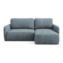 Pilkai mėlynos spalvos iš šenilinio audinio sulankstoma/su sandėliavimo vieta kampinė sofa (su dešiniuoju kampu/su gultu) Lilo – Makamii