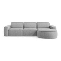 Šviesiai pilkos spalvos iš šenilinio audinio kampinė sofa (su dešiniuoju kampu/su gultu) Omao – Makamii