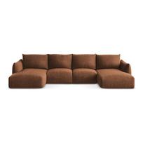 Terakotos spalvos sulankstoma kampinė sofa („U“ formos) Leila – Makamii