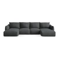 Tamsiai pilkos spalvos iš šenilinio audinio sulankstoma kampinė sofa („U“ formos) Leila – Makamii