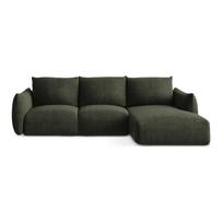 Žalios spalvos sulankstoma kampinė sofa (su dešiniuoju kampu/su gultu) Leila – Makamii