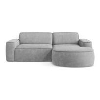 Šviesiai pilkos spalvos iš šenilinio audinio kampinė sofa (su dešiniuoju kampu/su gultu) Omao – Makamii