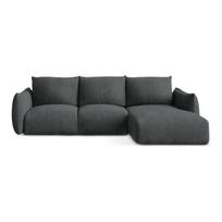 Tamsiai pilkos spalvos iš šenilinio audinio sulankstoma kampinė sofa (su dešiniuoju kampu/su gultu) Leila – Makamii