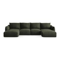 Žalios spalvos sulankstoma kampinė sofa („U“ formos) Leila – Makamii