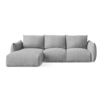 Šviesiai pilkos spalvos iš šenilinio audinio sulankstoma kampinė sofa (su kairiuoju kampu/su gultu) Leila – Makamii