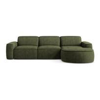 Žalios spalvos iš šenilinio audinio kampinė sofa (su dešiniuoju kampu/su gultu) Omao – Makamii