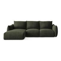 Žalios spalvos sulankstoma kampinė sofa (su kairiuoju kampu/su gultu) Leila – Makamii