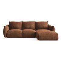 Terakotos spalvos sulankstoma kampinė sofa (su dešiniuoju kampu/su gultu) Leila – Makamii