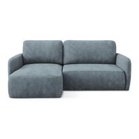 Pilkai mėlynos spalvos iš šenilinio audinio sulankstoma/su sandėliavimo vieta kampinė sofa (su kairiuoju kampu/su gultu) Lilo – Makamii