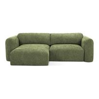 Žalios spalvos iš šenilinio audinio sulankstoma/su sandėliavimo vieta kampinė sofa (su kairiuoju kampu/su gultu) Mele – Makamii