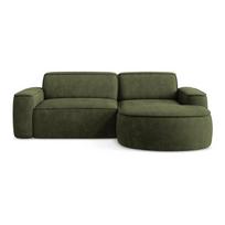 Žalios spalvos iš šenilinio audinio kampinė sofa (su dešiniuoju kampu/su gultu) Omao – Makamii