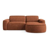 Terakotos spalvos iš šenilinio audinio kampinė sofa (su dešiniuoju kampu/su gultu) Omao – Makamii