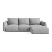 Šviesiai pilkos spalvos iš šenilinio audinio sulankstoma kampinė sofa (su dešiniuoju kampu/su gultu) Leila – Makamii