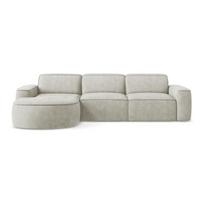 Kreminės spalvos iš šenilinio audinio kampinė sofa (su kairiuoju kampu/su gultu) Omao – Makamii