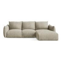 Smėlio spalvos iš šenilinio audinio sulankstoma kampinė sofa (su dešiniuoju kampu/su gultu) Leila – Makamii