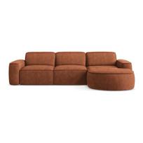 Terakotos spalvos iš šenilinio audinio kampinė sofa (su dešiniuoju kampu/su gultu) Omao – Makamii