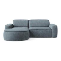 Pilkai mėlynos spalvos iš šenilinio audinio kampinė sofa (su kairiuoju kampu/su gultu) Omao – Makamii