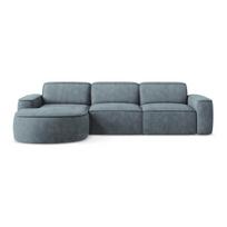 Pilkai mėlynos spalvos iš šenilinio audinio kampinė sofa (su kairiuoju kampu/su gultu) Omao – Makamii