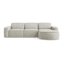 Kreminės spalvos iš šenilinio audinio kampinė sofa (su dešiniuoju kampu/su gultu) Omao – Makamii
